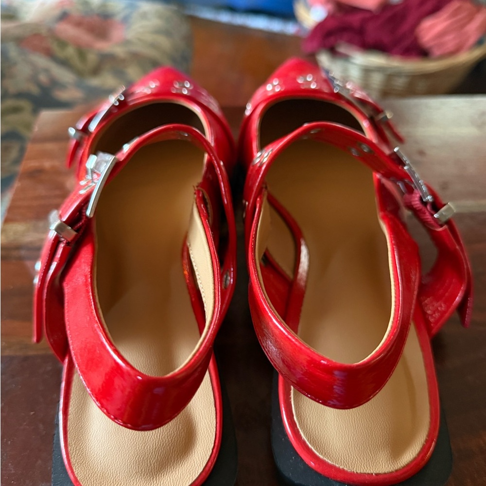 Amazon Red Women's Flats with Buckle Accents - Picture 5 of 5